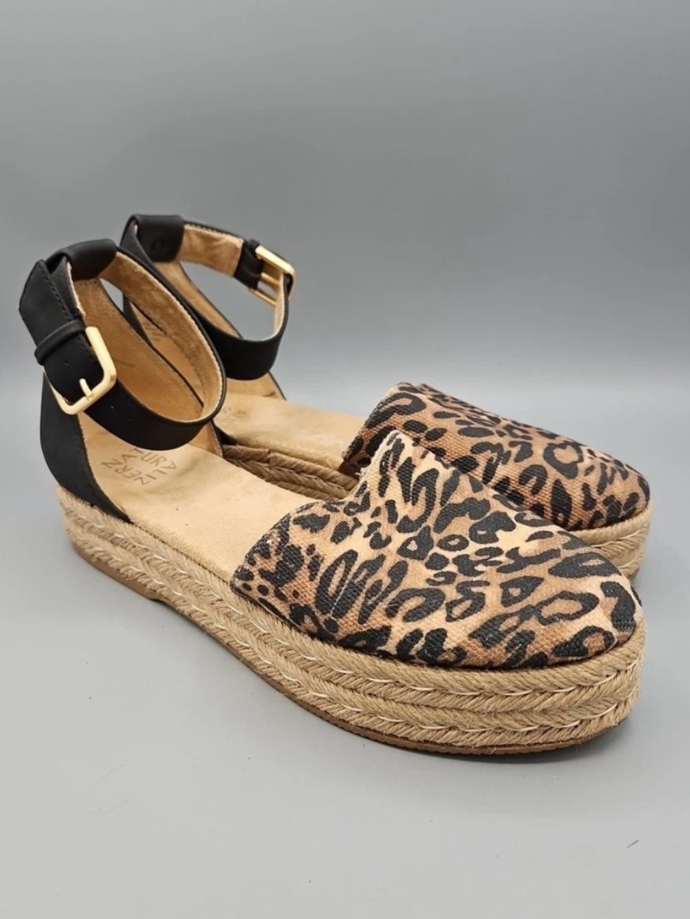 Leopard Print Espadrille Platform Sandals